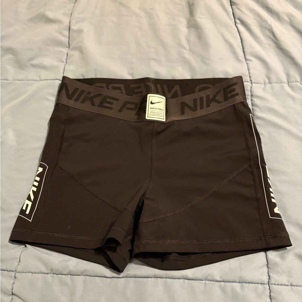 Nike Women's Black Athletic Compression Shorts with Logo Waistband